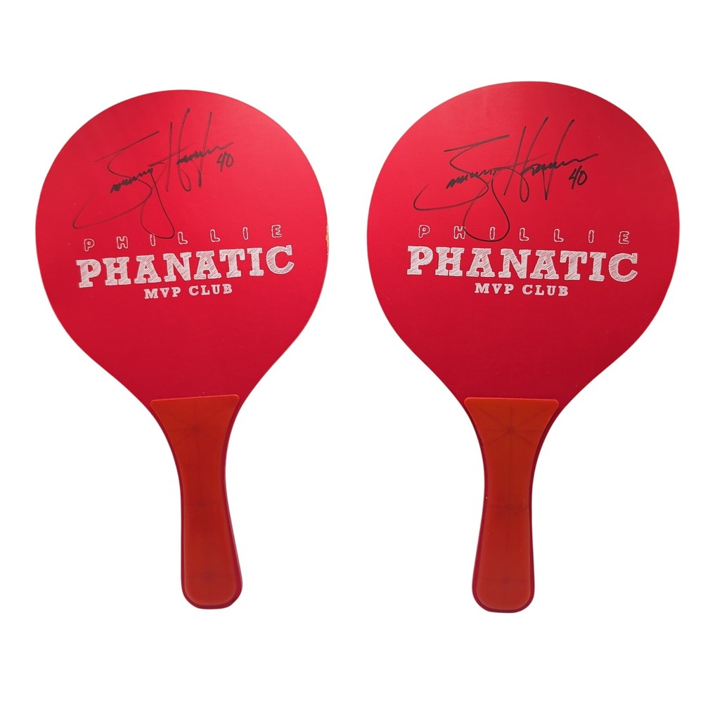 MLB Philadelphia Phillies Red Phanatic MVP Club Wood Paddle Set 2pc Tommy Hunter